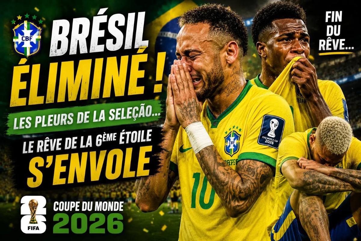 Joueurs brésiliens en larmes après l'élimination à la Coupe du monde 2026