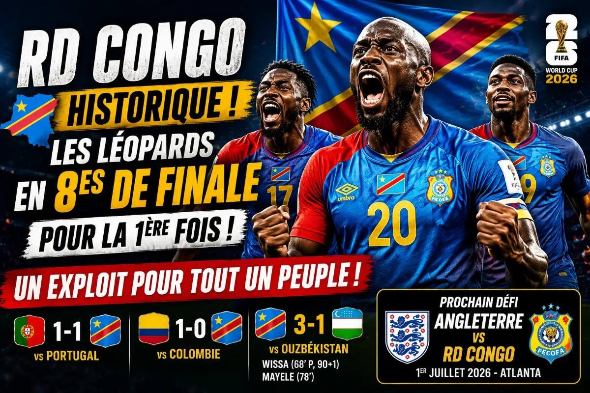 Equipe de RD Congo qualifiée pour les huitièmes de finale Coupe du Monde 2026