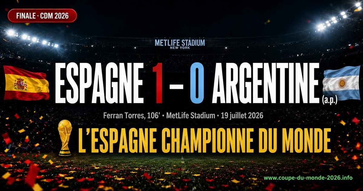 Finale CDM 2026 — Espagne 1-0 Argentine (a.p.) — Ferran Torres 106'