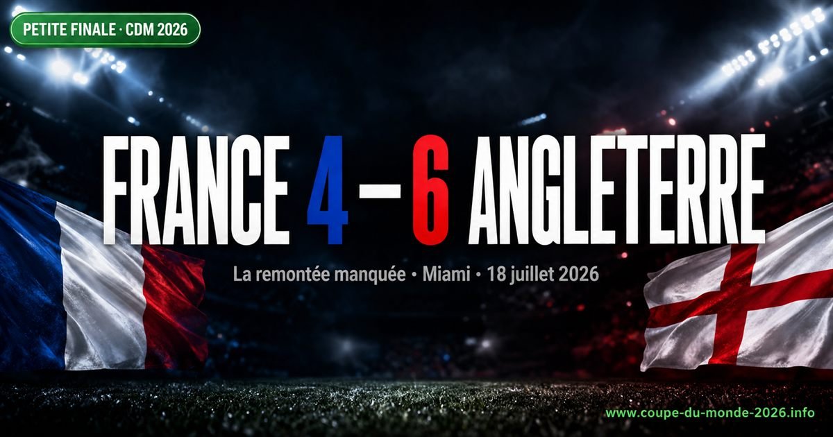 France 4-6 Angleterre petite finale CDM 2026 - Miami Hard Rock Stadium