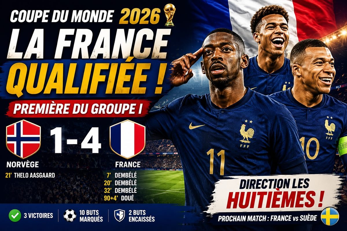 La France termine en tête de son groupe et fonce vers les huitièmes de finale de la Coupe du monde 2026