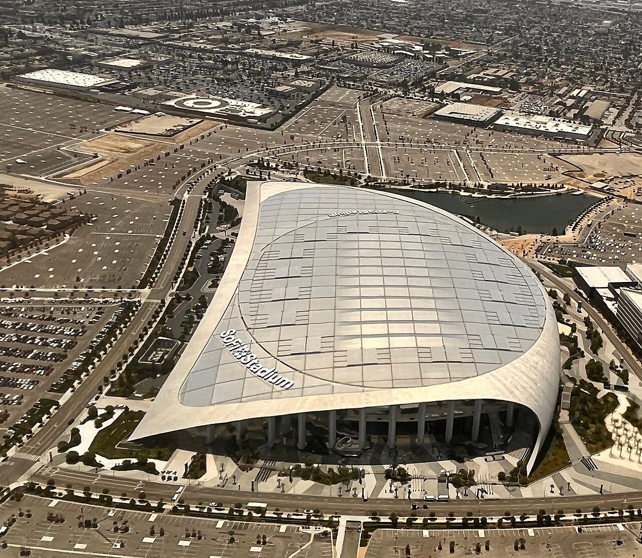 Vue aérienne du SoFi Stadium à Inglewood, Los Angeles – stade de la Coupe du Monde 2026